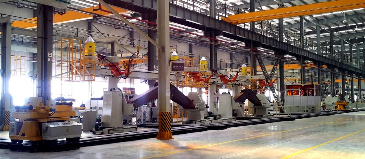 挖掘機結構件數字化焊接車間